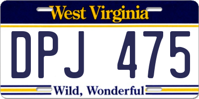 WV license plate DPJ475