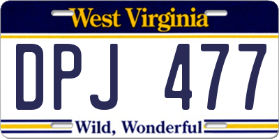WV license plate DPJ477