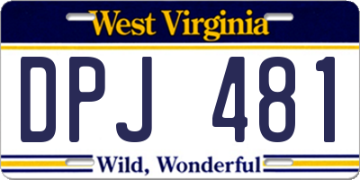 WV license plate DPJ481