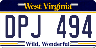 WV license plate DPJ494