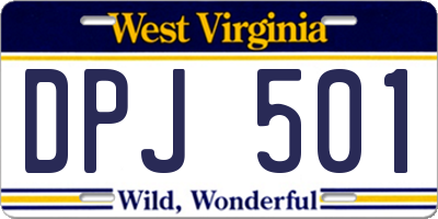 WV license plate DPJ501