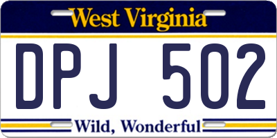 WV license plate DPJ502