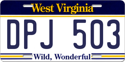 WV license plate DPJ503