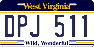WV license plate DPJ511