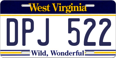 WV license plate DPJ522