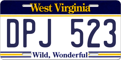 WV license plate DPJ523