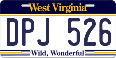 WV license plate DPJ526