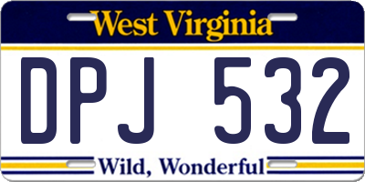WV license plate DPJ532