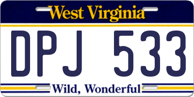 WV license plate DPJ533