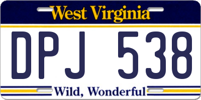 WV license plate DPJ538