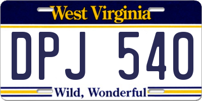 WV license plate DPJ540