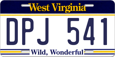 WV license plate DPJ541