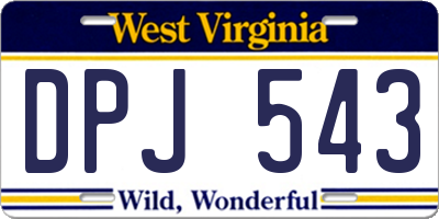 WV license plate DPJ543
