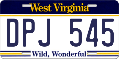 WV license plate DPJ545