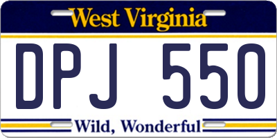 WV license plate DPJ550