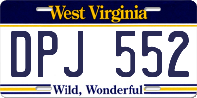 WV license plate DPJ552