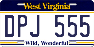 WV license plate DPJ555