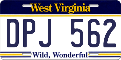 WV license plate DPJ562