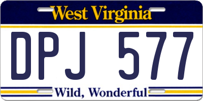 WV license plate DPJ577