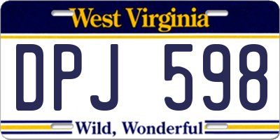WV license plate DPJ598