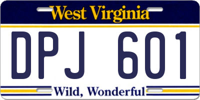 WV license plate DPJ601