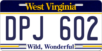 WV license plate DPJ602