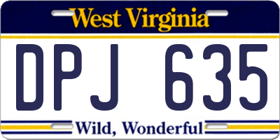 WV license plate DPJ635