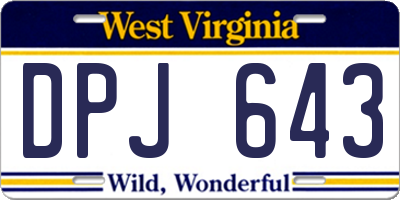 WV license plate DPJ643
