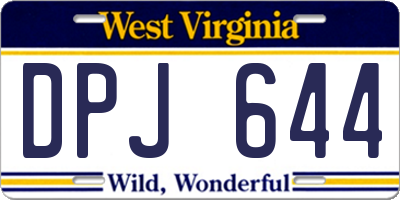 WV license plate DPJ644