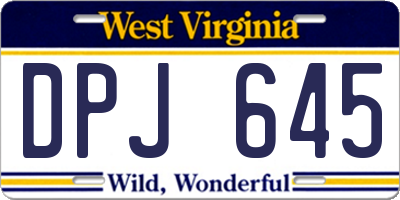 WV license plate DPJ645