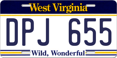 WV license plate DPJ655