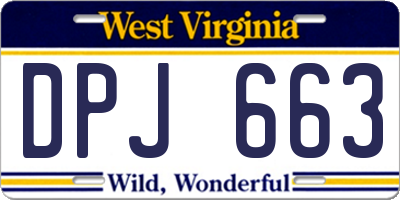 WV license plate DPJ663