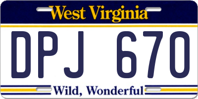 WV license plate DPJ670