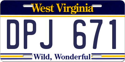 WV license plate DPJ671