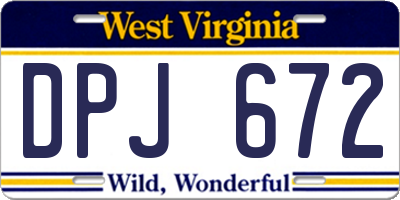 WV license plate DPJ672