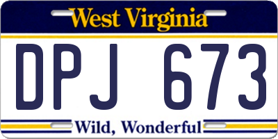 WV license plate DPJ673