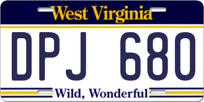 WV license plate DPJ680