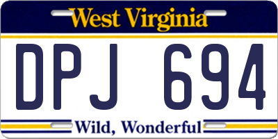 WV license plate DPJ694