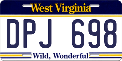 WV license plate DPJ698