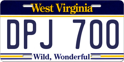WV license plate DPJ700