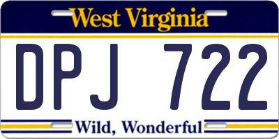 WV license plate DPJ722