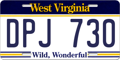 WV license plate DPJ730