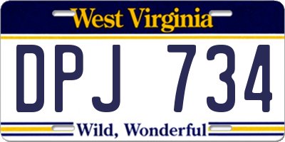 WV license plate DPJ734