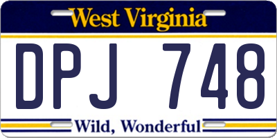 WV license plate DPJ748