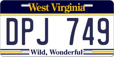 WV license plate DPJ749