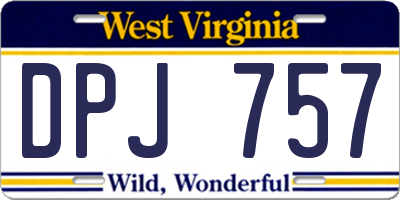 WV license plate DPJ757