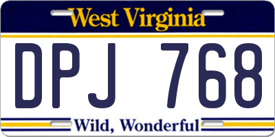 WV license plate DPJ768