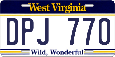 WV license plate DPJ770