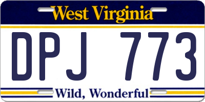 WV license plate DPJ773