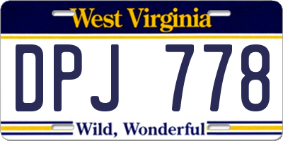 WV license plate DPJ778